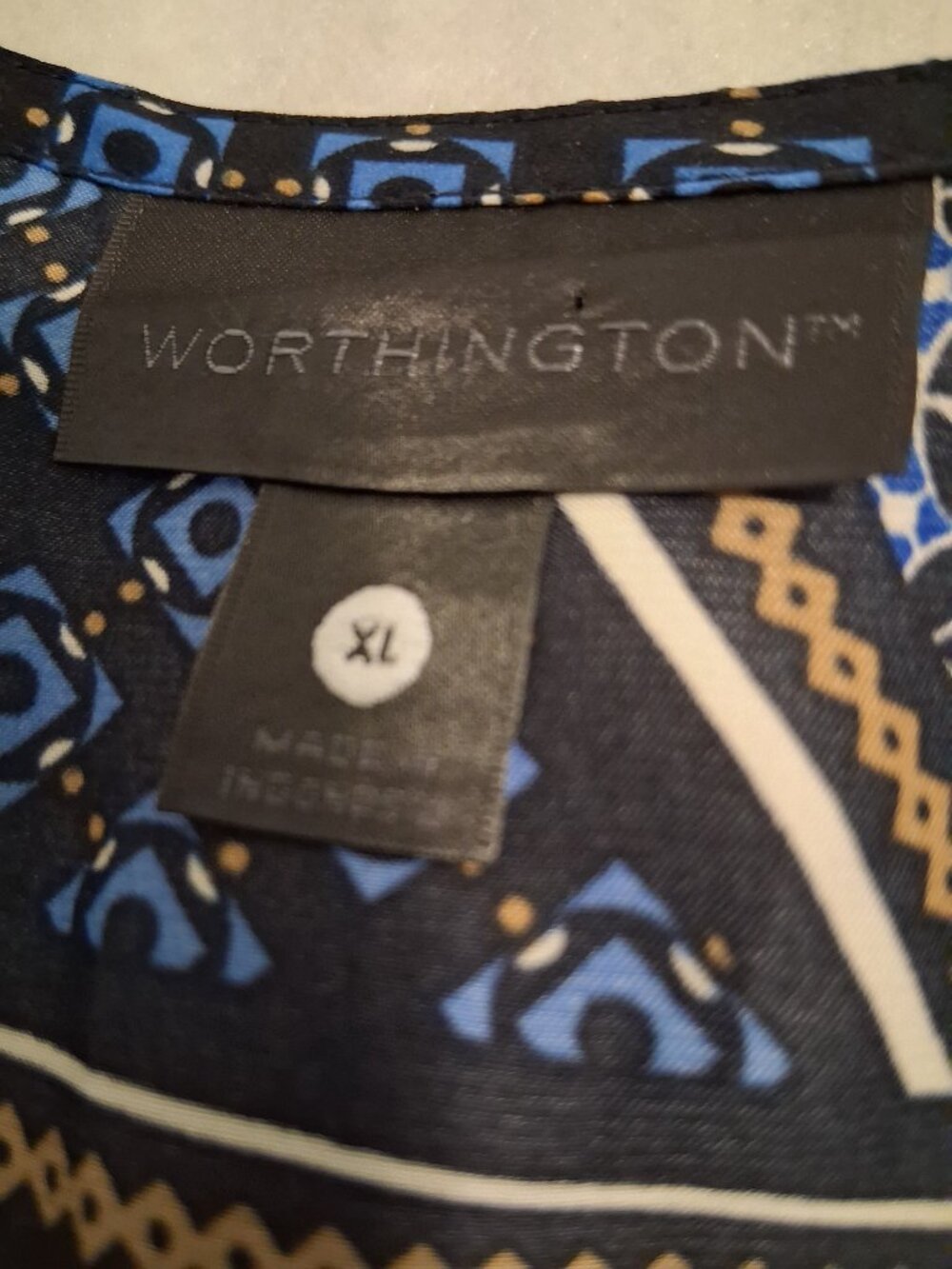 Worthington | Women's Top | Sleeveless Geometric Print | Red Blue Gold | XL - Picture 4 of 5
